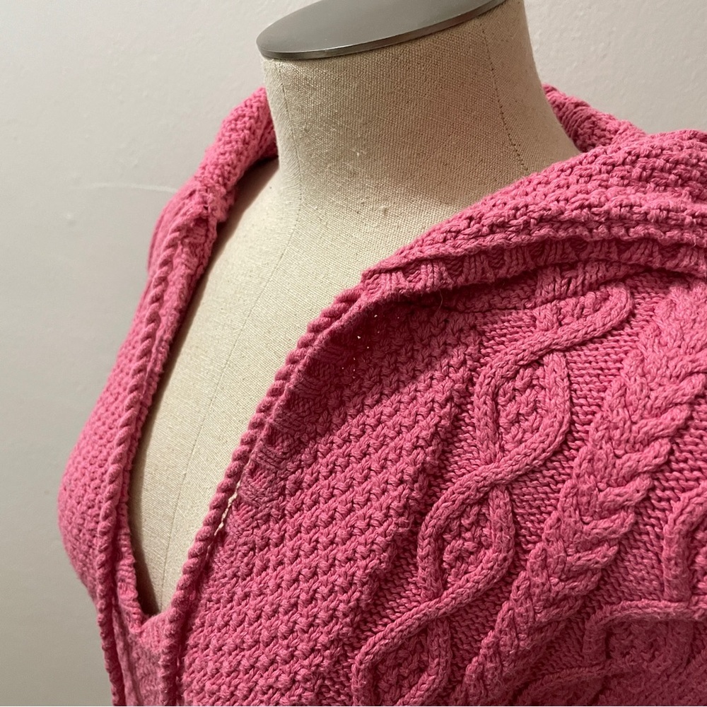 Vintage Polo Ralph Lauren Pink Cable Knit Hooded Sweater - Size Small - EUC 🌟 - Picture 8 of 15